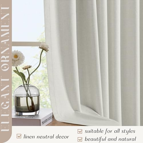 Blackout Curtains for Bedroom 63 Inch Length Cream Beige 2 Panels