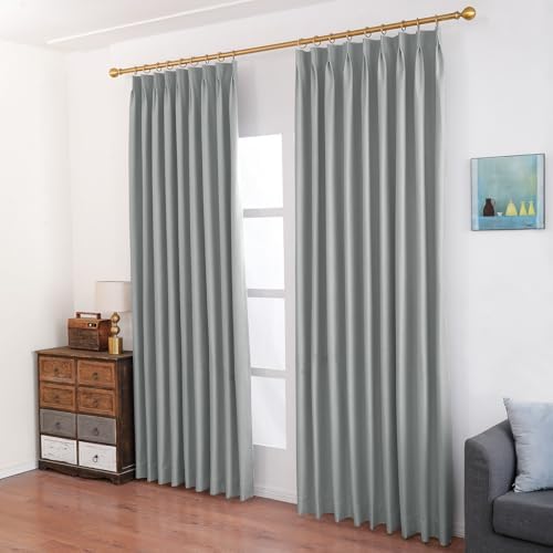 Gray Pinch Pleated Blackout Curtains 84 inches Long, 1 Panel