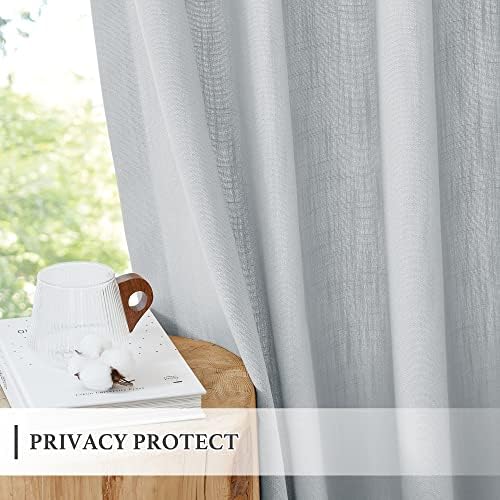 RYB HOME Faux Linen Living Room Curtains, Light Filter Privacy Pinch
