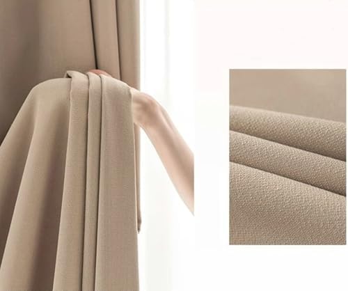 Blackout Curtains Panels Cream Brown, Woven Texture Curtain Grommet