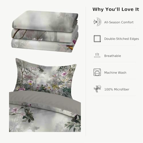 Super Soft Duvet Cover Set Microfiber Quilt Cover Ink Painting Plants