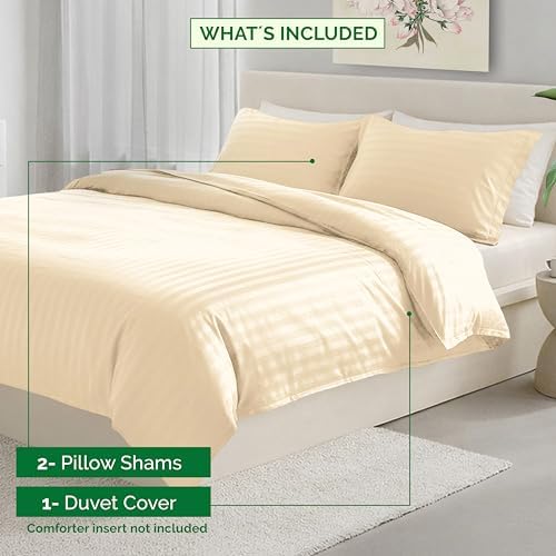 Elegant Comfort Softest, Coziest 3-Piece Damask Stripe Duvet Cover Set