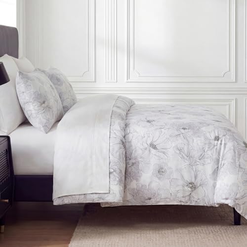 MOVE OVER 100% Cotton Floral Duvet Cover Set Queen Size, Ink Style