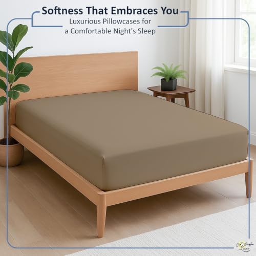 1 Piece Queen Fitted Sheet, Soft Brushed Microfiber, Taupe
