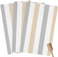 Beige Grey Stripe Kitchen Towels Set of 3 Classic Modern Geometric