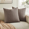 ZeeMart Linen Checked Throw Pillow Covers Set of 2, 22x22 Inch Cocoa