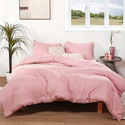 ROSGONIA Pink California King Comforter Set, 3pcs Oversized Boho