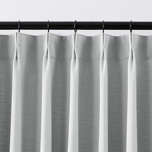 Grey Pinch Pleat Light Filtering Curtains for Living Room 108 Inch