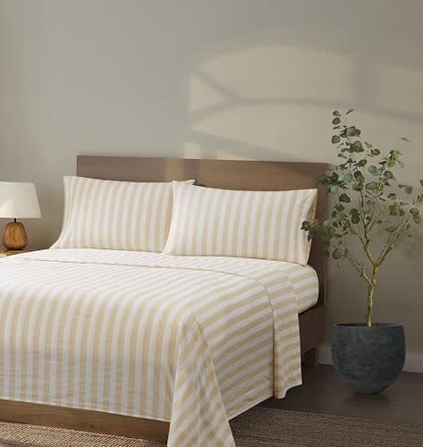 Brooklyn Loom Levi Stripe White/Ivory Full 4 Piece Sheet Set