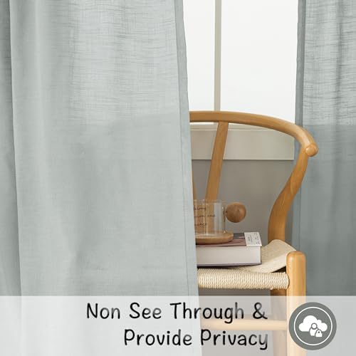 DONREN 94 Inch Long Linen Back Tab Hook Belt Loop Privacy Semi Sheer