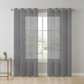 Gray Grain Texture Sheer Curtains 63 Inch Long 2 Panels, Vintage