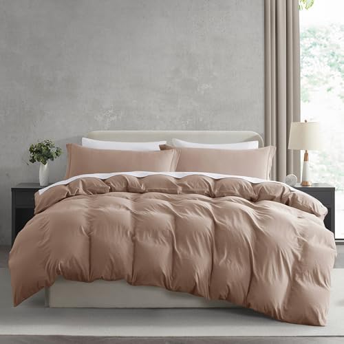 Nestl Khaki Duvet Cover Queen Size - Soft Double Brushed Queen Duvet