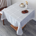 Boho Cotton Linen Square Tablecloth Grey 52 x 52 Inch