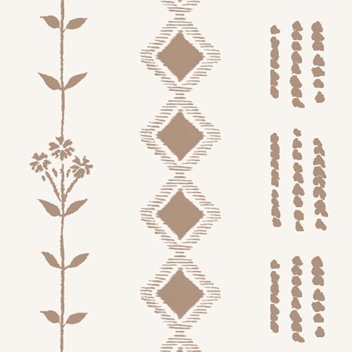 Dark Brown and Cream Beige Sheer Linen Curtains 96 Inches Long,Boho