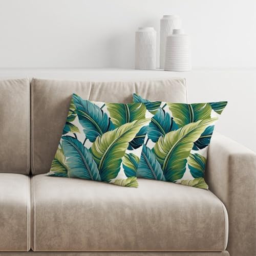 ArogGeld Chinoiserie Pillow Covers Set of 2 Green Tropical Palm Leaves