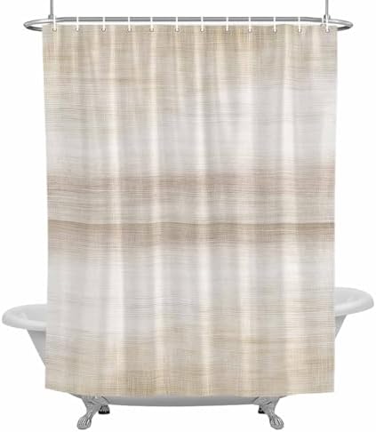 Khaki Shower Curtain 84 inches Extra Long Abstract Light Beige Ombre
