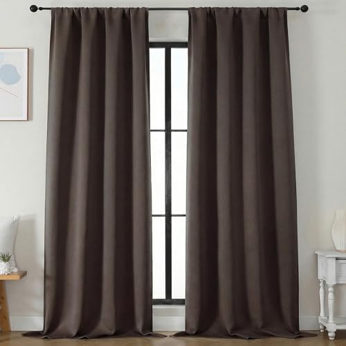 Simplebrand Chocolate Extra Long Blackout Curtains 120 Inches Long 2
