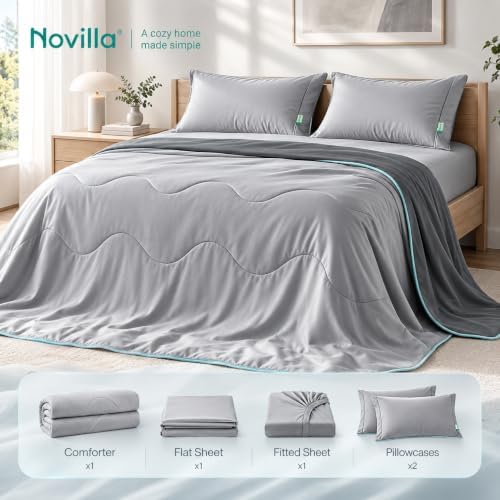 Novilla Cooling Comforter Set for Hot Sleepers 5pcs Queen Cooling