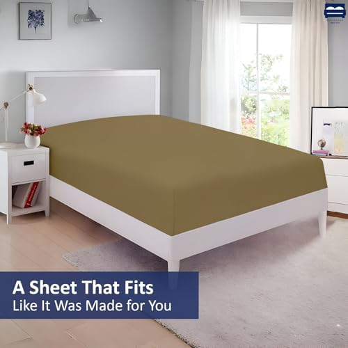 Cottingon Twin Size Fitted Sheet - 100% Cotton Bed Sheet, Soft &