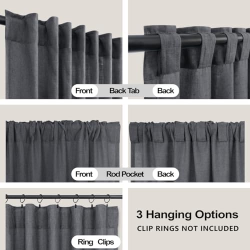 KOUFALL Grey Curtains for Living Room 96 Inches Long,Light Fitering