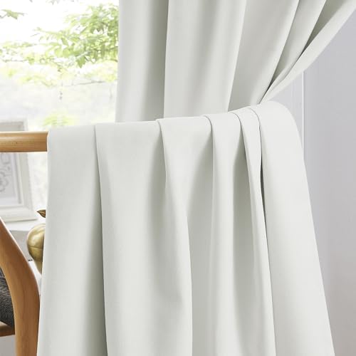 KEQIAOSUOCAI Ivory Ecru Blackout Linen Curtains Energy Smart Light