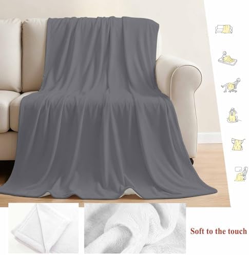 Pure Color Light Gray Flannel Throw Blanket Fleece Blankets,Minimalist