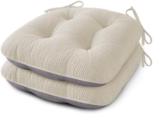 Non-Slip Dining Chair Cushions Set of 2,16"x16"x3" Cream