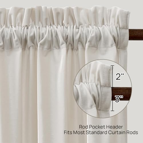 PRIMROSE Cream Curtains 108 inch for Living Room Velvet Blackout Rod