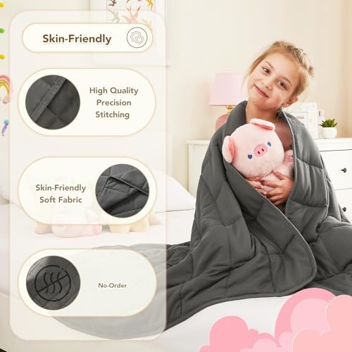 Weighted Blanket (10lbs, 40"x 60", Grey) Heavy Blanket for 90-100lbs