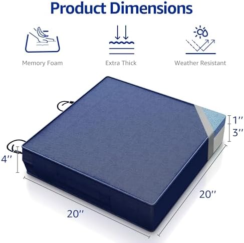 YENING Memory Foam Outdoor Chair Cushions Waterproof 4 Inch Extra