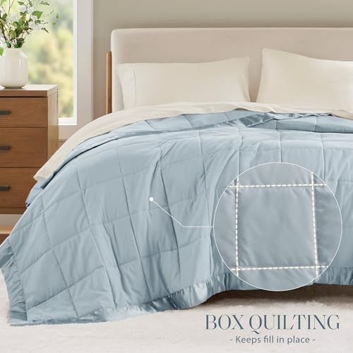 Madison Park Down Alternative Twin Size Blanket for Bed, Satin Trim