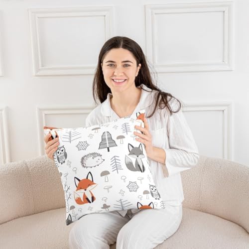 Feelyou Cute Polar Bear Fox Throw Pillow Covers Set of 2 Woodland
