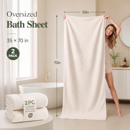 ecolook Microfiber Bath Sheet 35x70in, Lightweight & Quick Dry, Beige