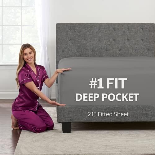 DeaLuxe Cal King Fitted Sheet Only Deep Pocket - 17in - 21in Inch +