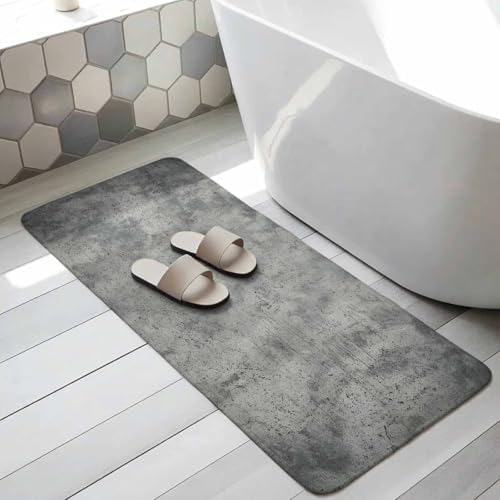 Grey Vintage Bathroom Runner Rugs Non Slip Washable Absorbent Narrow