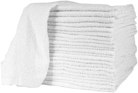 White Cotton Bar Mop Rags, 17 x 20 in, 24 oz/Dozen, 48 Pack