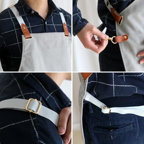 Canvas Aprons for Men Women with Pockets Adjustable Strap Chef Aprons