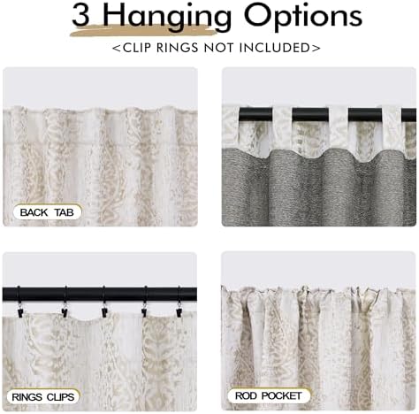 Mrs.Naturall Taupe Geometric Patterned Living Room Curtains, 84 Inch