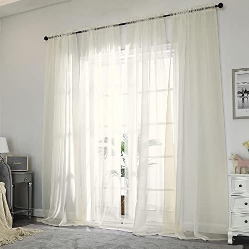 OWENIE Sheer Curtains 96 Inch Length, Elegant Sheer Curtains for