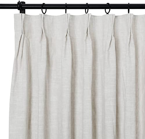 TWOPAGES Natural Cotton Linen Curtains 120 Inches Long Pinch Pleat