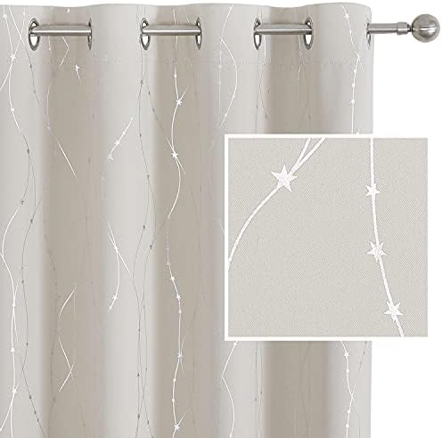 SMILE WEAVER Cream Blackout Curtains 108 Inches Long for Living