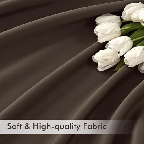 MIULEE Chocolate Brown Back Tab Blackout Curtains 52"x72" Long 2