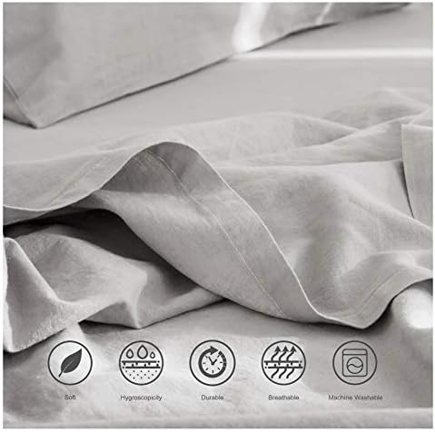 BISELINA Linen Sheet French Flax Flat Sheet Only 55% Euro Linen 45%