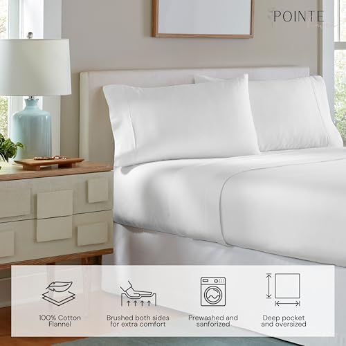 Pointehaven 180 GSM Brushed Cotton Solid Color Flannel Sheet Sets