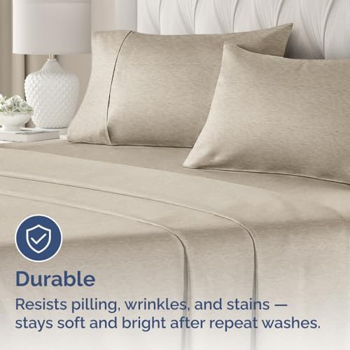 Queen Pillow Cases Set of 2 - Soft Pillowcase Covers - Heathered Beige