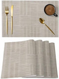 Abstract Grey Placemats Set of 8, Cotton Linen Fabric Place Mats