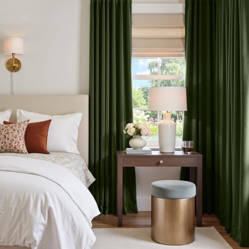 Lazzzy Moss Extra Long Curtains Luxury Rod Pocket 52×108 Inch 2 Panels