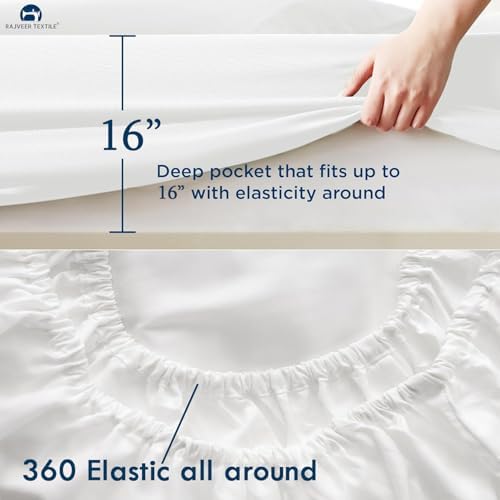 Microfiber 4 Pieces Bed Sheet Set Full Ivory 16" Deep Pocket