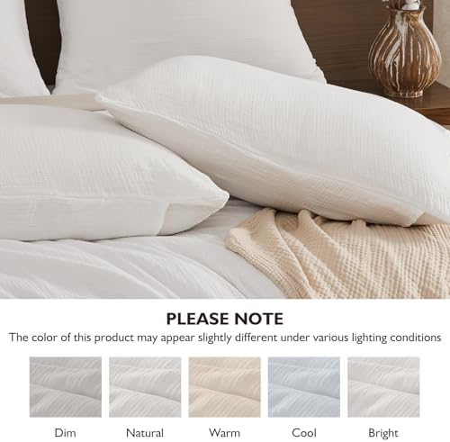 EMME Muslin Cotton Duvet Cover Set Linen Like Cream White Twin