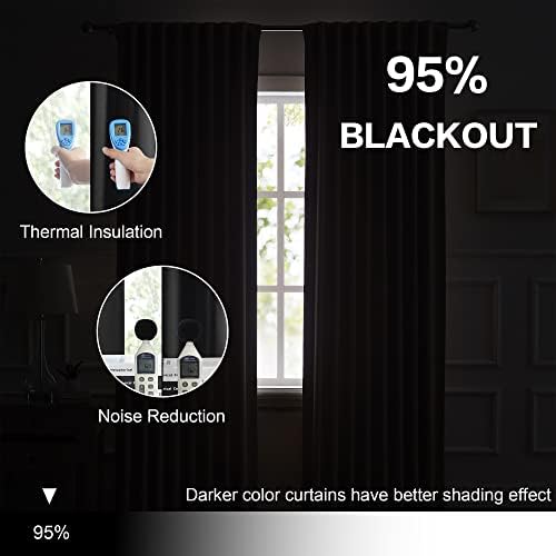 DUALIFE Blackout Curtains 96 Inch Long 2 Panels Burg, 52W x 96L, Black